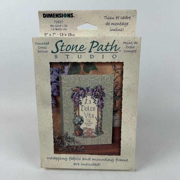 Vintage Dimensions "Stone Patch Studio" Cross Stitch Kit La Bella Vie with Frame - Picture 1 of 3